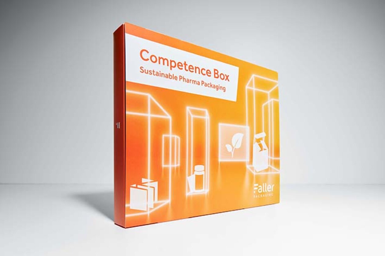 Faltbare und flexible Arzneimittelverpackung in orange